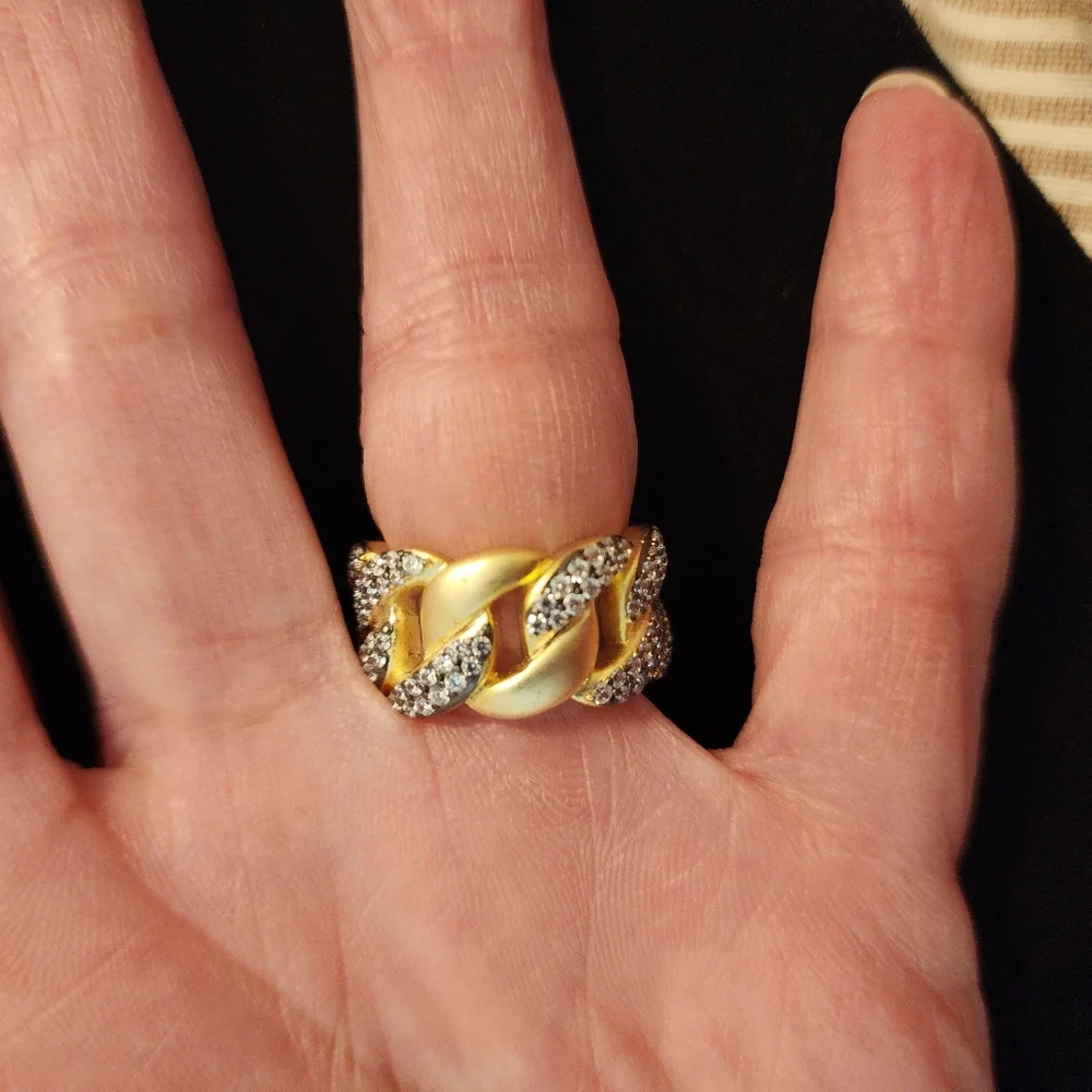 Elegant Freida Rothman 14K Gold Over Sterling Silver Women's Twist Ring Sz 6 New